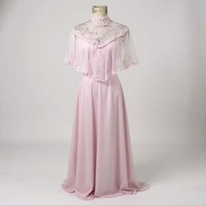 Dance Allure Vintage 70s Cottage Core lace long dress. NWT  Blush Rose. …